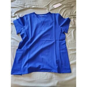 Mandala Women's Curved V-Neck Top Galaxy Blue  - - Size S